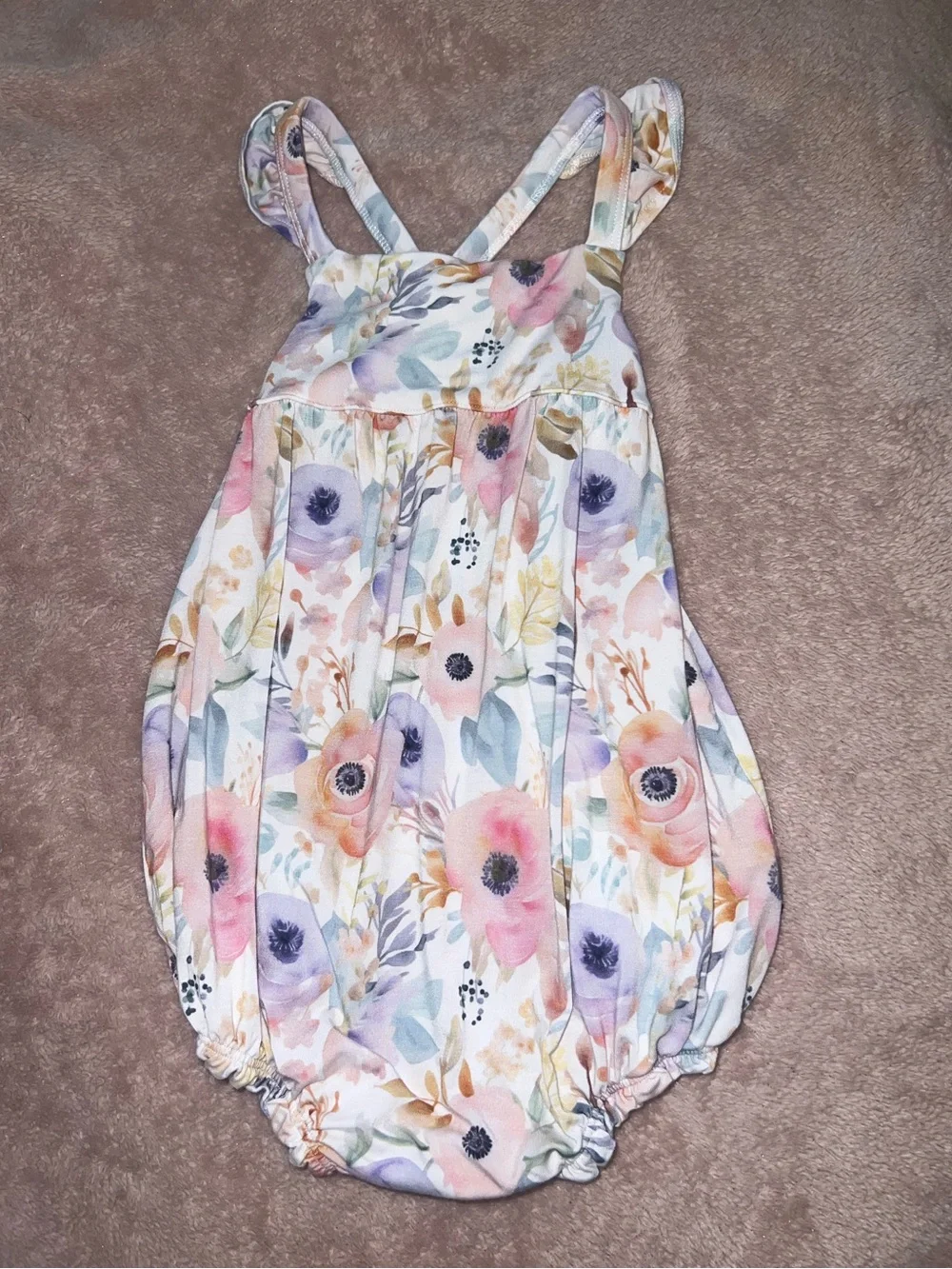 Blush Lotus Macie floral bubble romper size 18-24 months